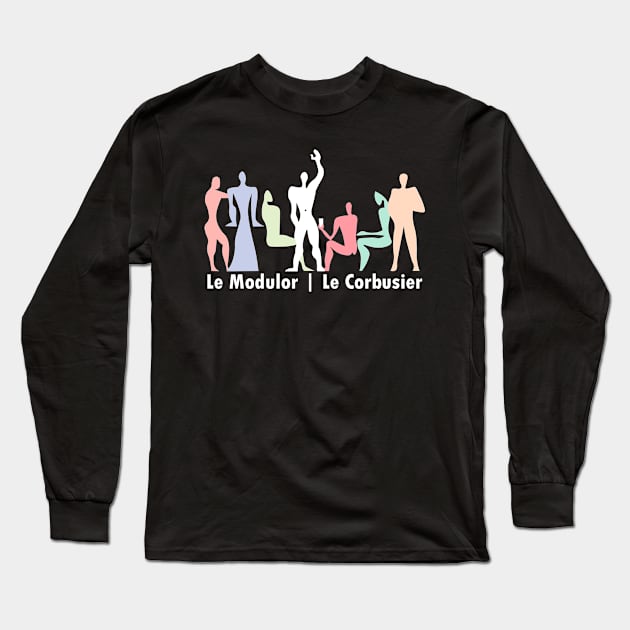 Le Corbusier Modulor Pastel Party Long Sleeve T-Shirt by SLGA Designs